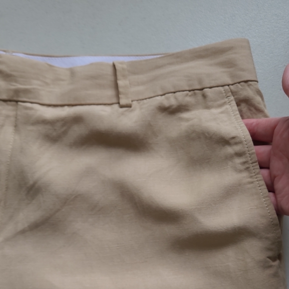 Linen Rayon Banana Republic Wide Leg Pants Beige Classic - Picture 7 of 8